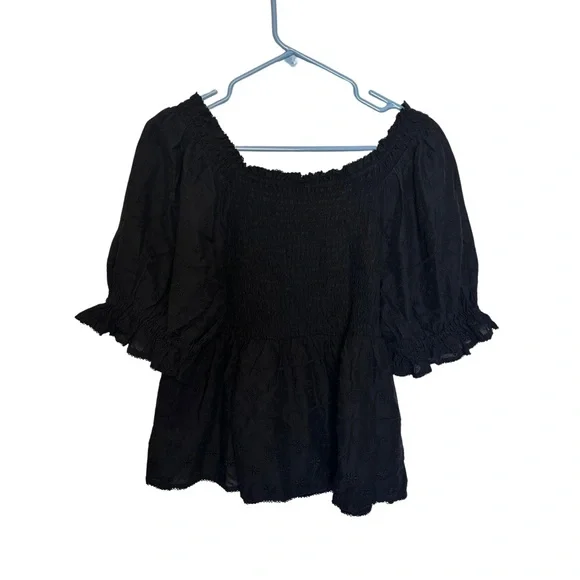 Old navy Lacey peplum top black large - Picture 2 of 4